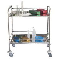 Carrello in inox con ringhierine - 2 ripiani - Portata 60 kg