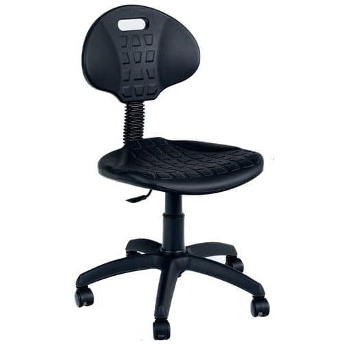 Sedia da officina ergonomica Manutan bassa, con rotelle - Manutan 