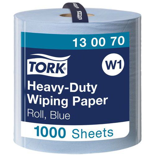 Rotolo di asciugatutto Tork ultraresistente W1 - 1.000 fogli blu