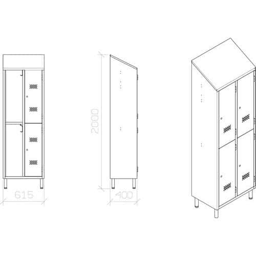 Armadio spogliatoio multiscomparto in inox 304 - HACCP - Manutan.it