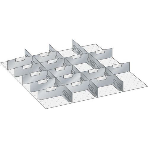 Set di divisori per cassetti: 3 scomparti per altezza cassetti 200 mm